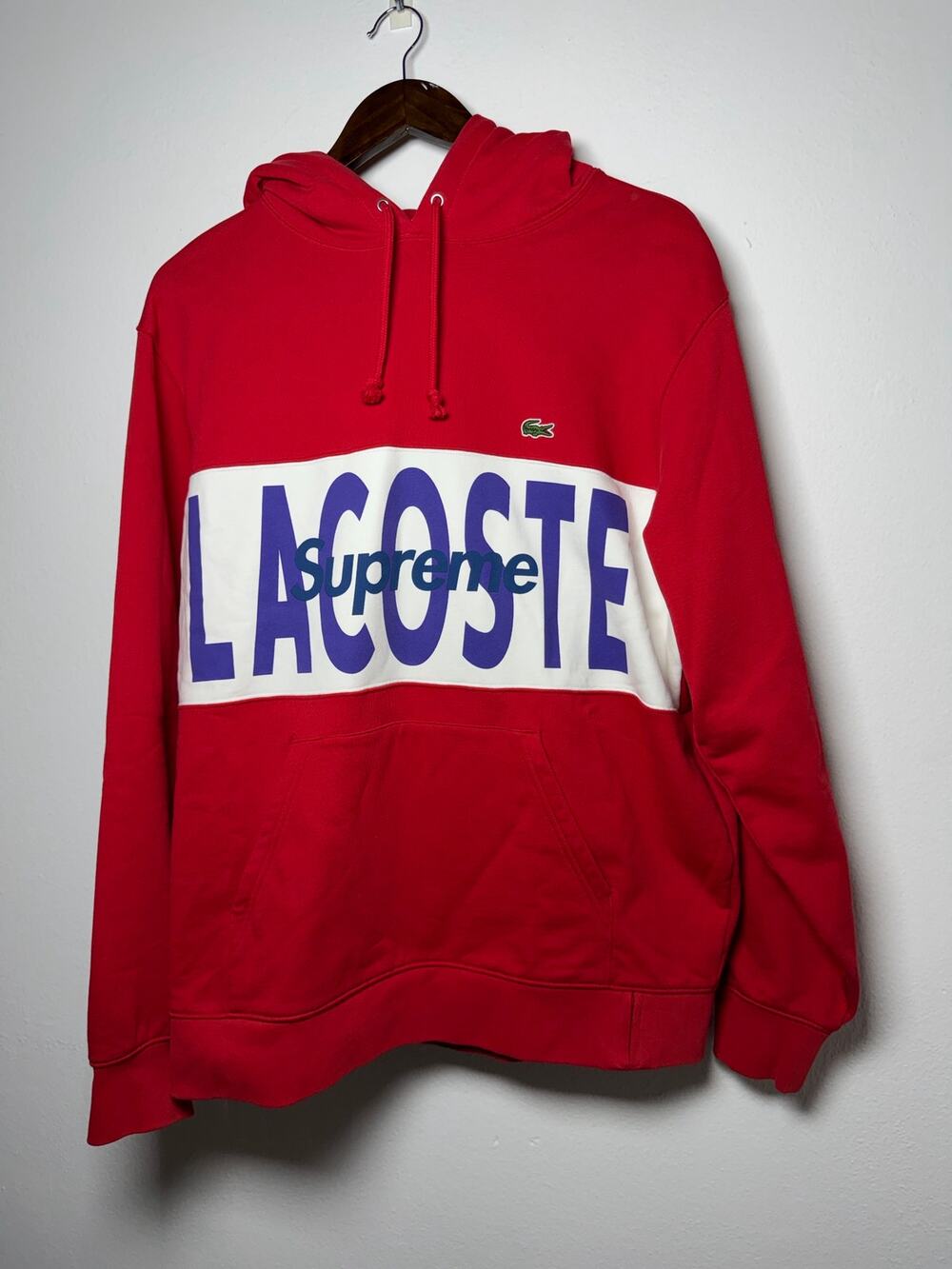 Supreme x Lacoste Logo Panel Hooded Sweatshirt